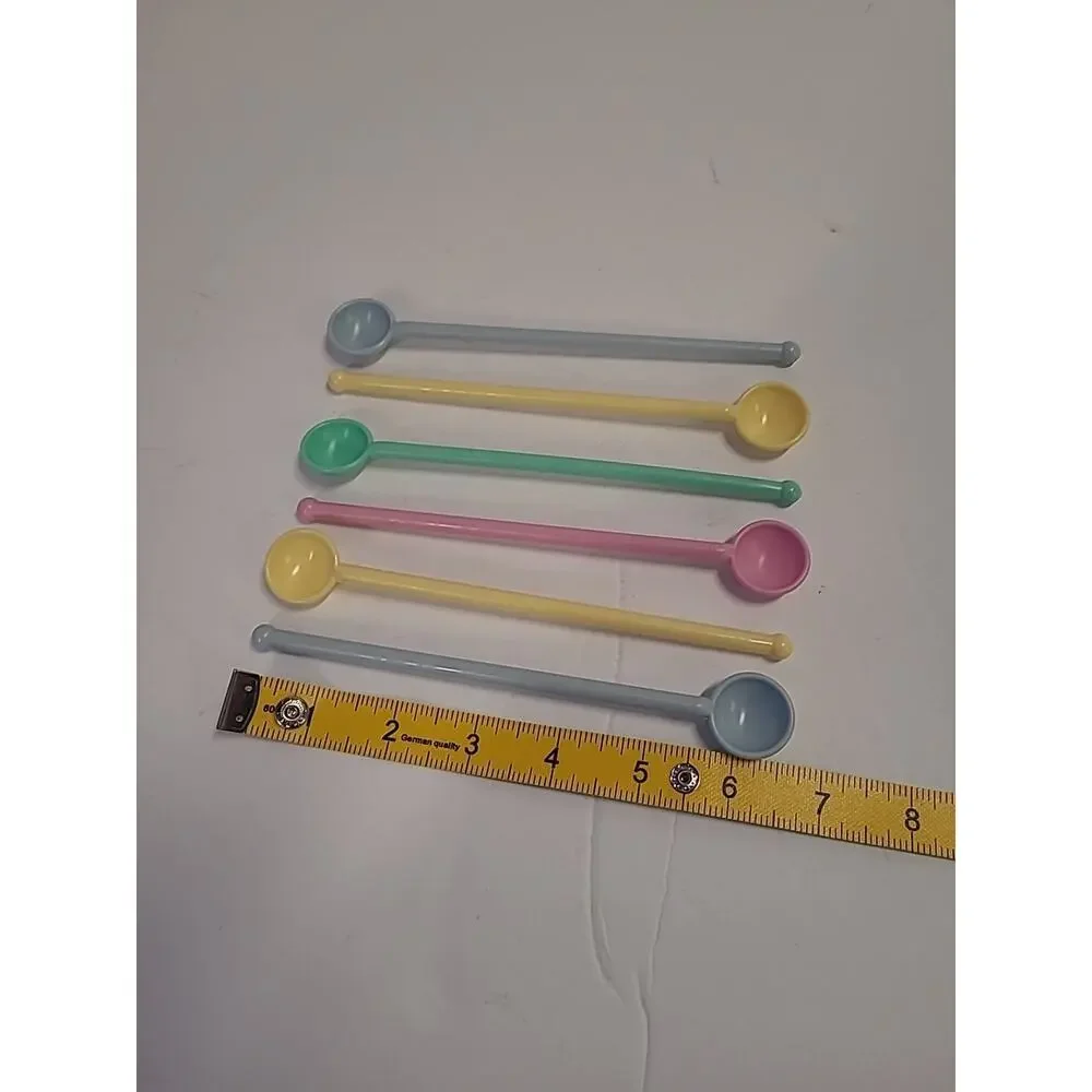 Lot of 12 Vintage Plastic Coffee Sticks Spoons Swizzle Drink Stirrers Pastel